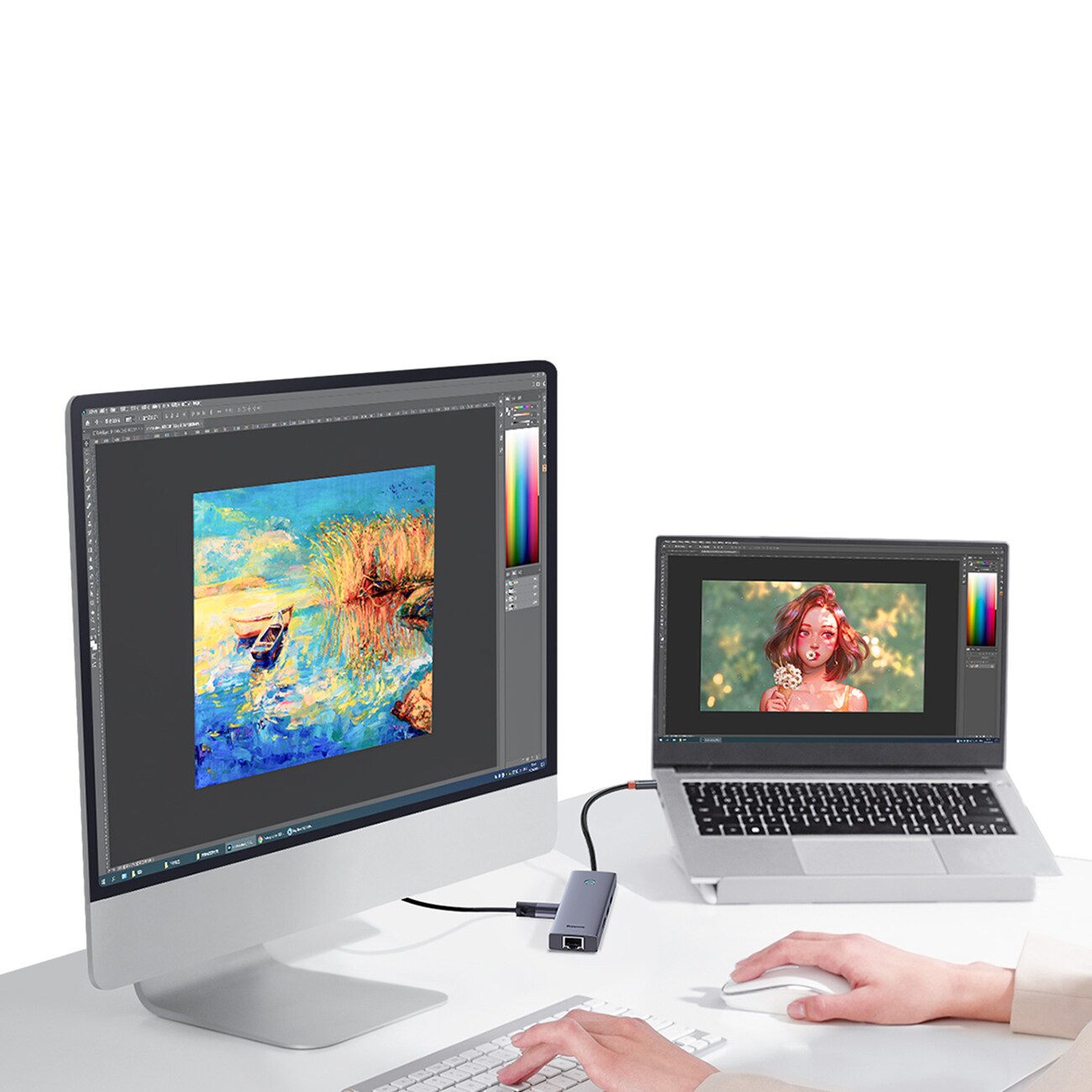 Baseus UltraJoy -sarjan 5-in-1 USB-C–HDMI 4K -USB-keskitin, 4 x USB-A 3.0 -liitäntä – harmaa