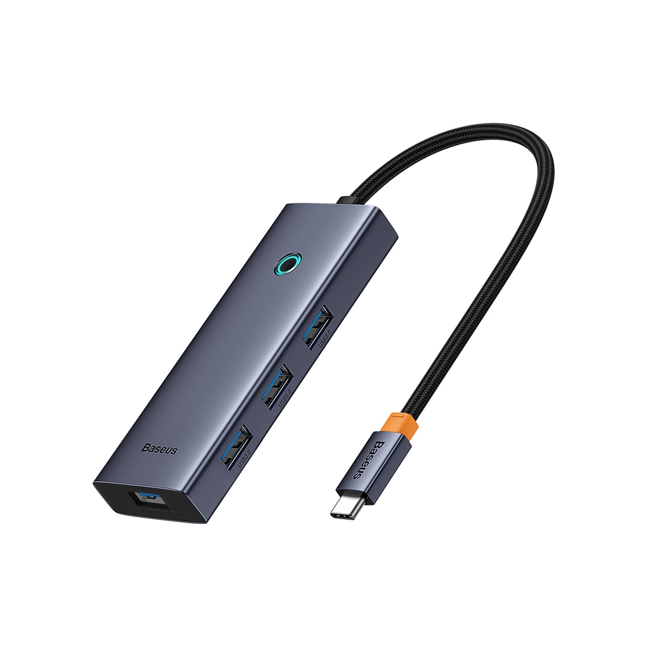 Baseus UltraJoy -sarjan 5-in-1 USB-C–HDMI 4K -USB-keskitin, 4 x USB-A 3.0 -liitäntä – harmaa
