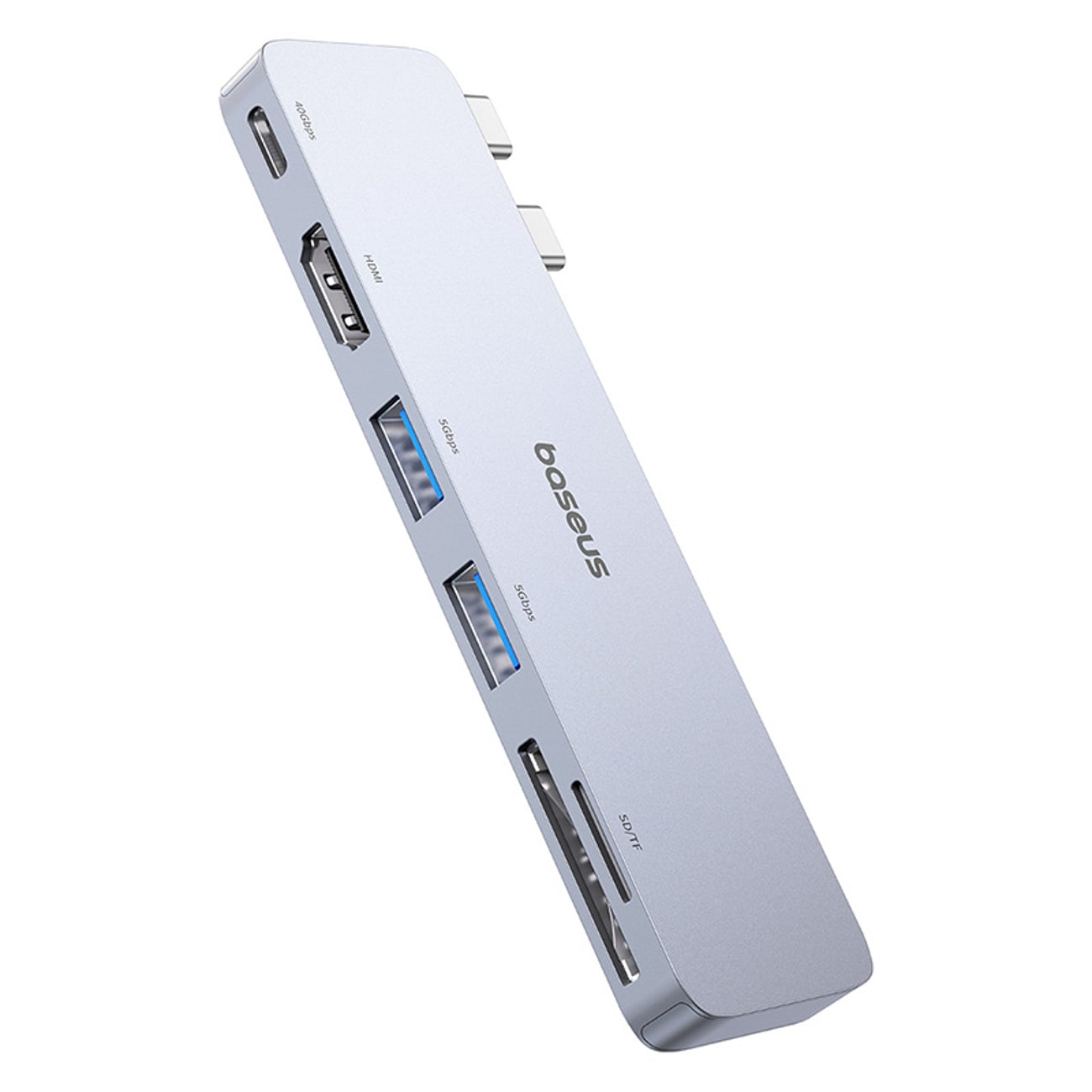 Baseus UltraJoy 6-in-1 USB-C -keskitin 40 Gb/s USB 3.0 HDMI 4K SD/microSD – harmaa