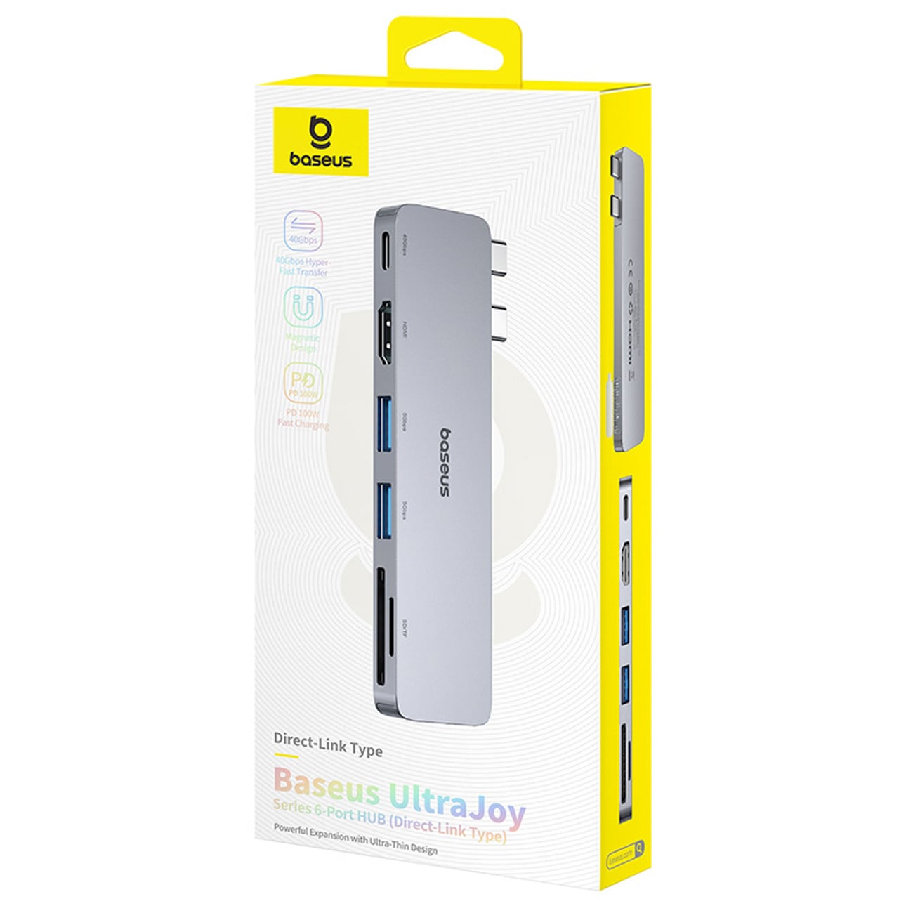 Baseus UltraJoy 6-in-1 USB-C -keskitin 40 Gb/s USB 3.0 HDMI 4K SD/microSD – harmaa