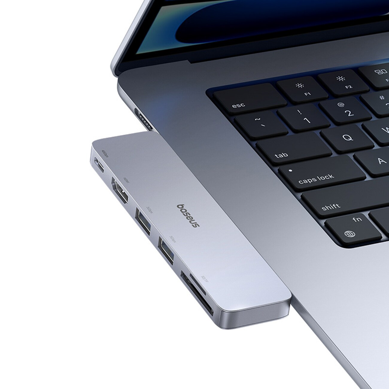 Baseus UltraJoy 6-in-1 USB-C -keskitin 40 Gb/s USB 3.0 HDMI 4K SD/microSD – harmaa