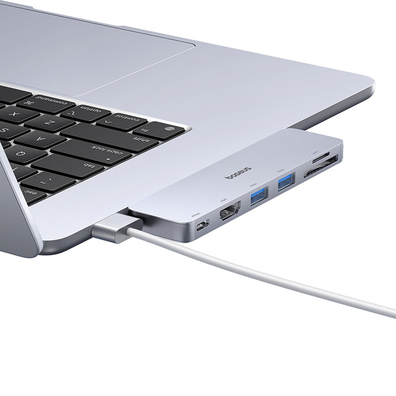 Baseus UltraJoy 6-in-1 USB-C -keskitin 40 Gb/s USB 3.0 HDMI 4K SD/microSD – harmaa