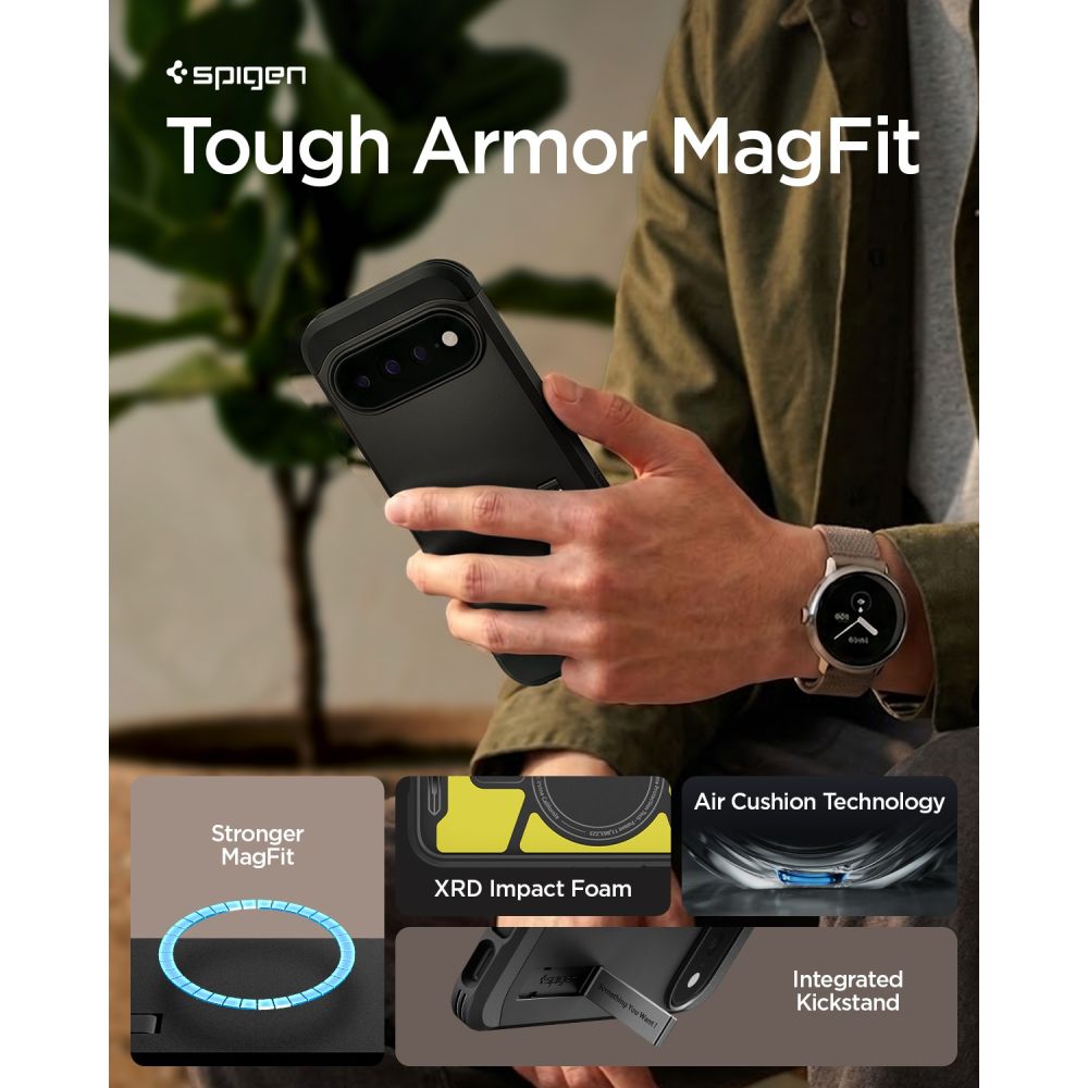 Spigen Tough Armor Mag MagSafe -suojakotelo Google Pixel 11 Pro -mallille – musta