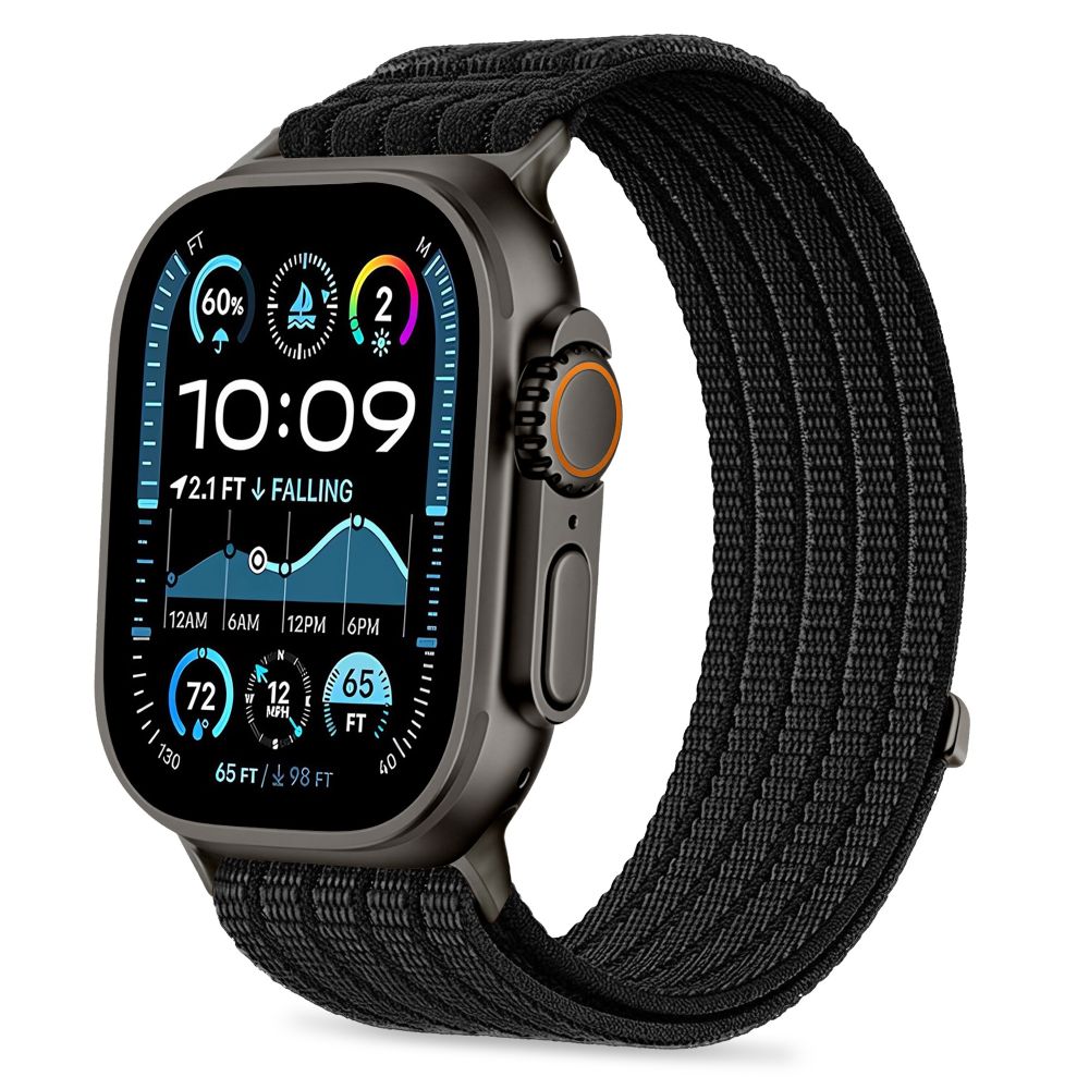 Tech-Protect-nylonurheiluranneke Apple Watch 44 / 45 / 46 / 49 mm - musta