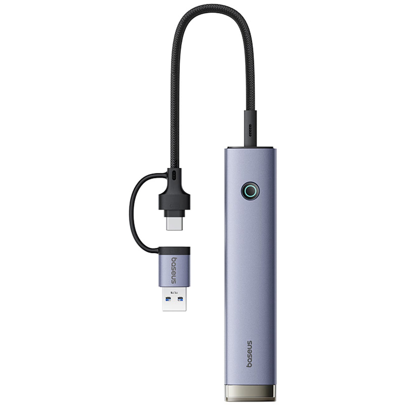 Baseus UltraJoy -sarjan USB-A/USB-C-jakaja, 4 x USB-A 3.0, 1 x USB-C 5 V – harmaa