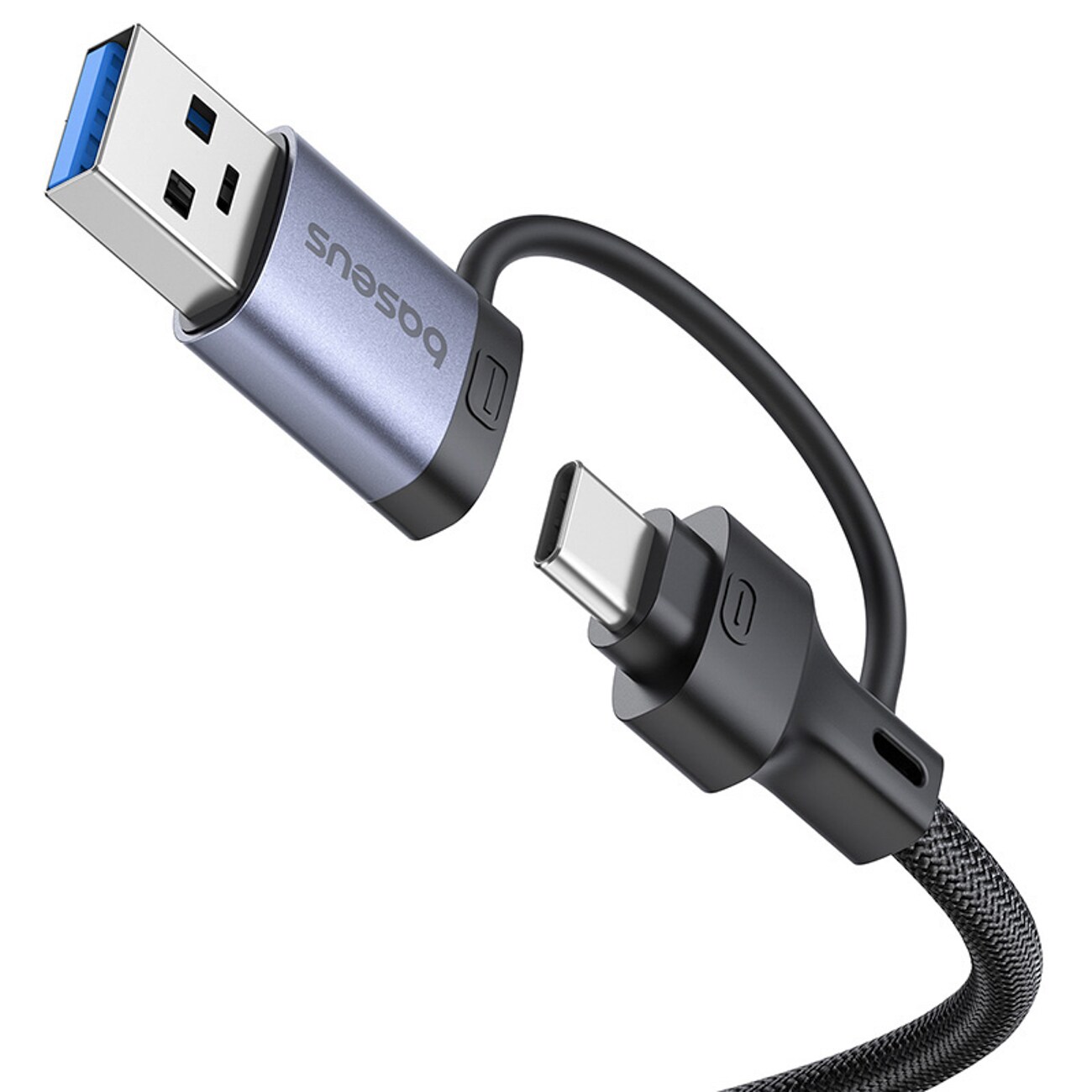 Baseus UltraJoy -sarjan USB-A/USB-C-jakaja, 4 x USB-A 3.0, 1 x USB-C 5 V – harmaa