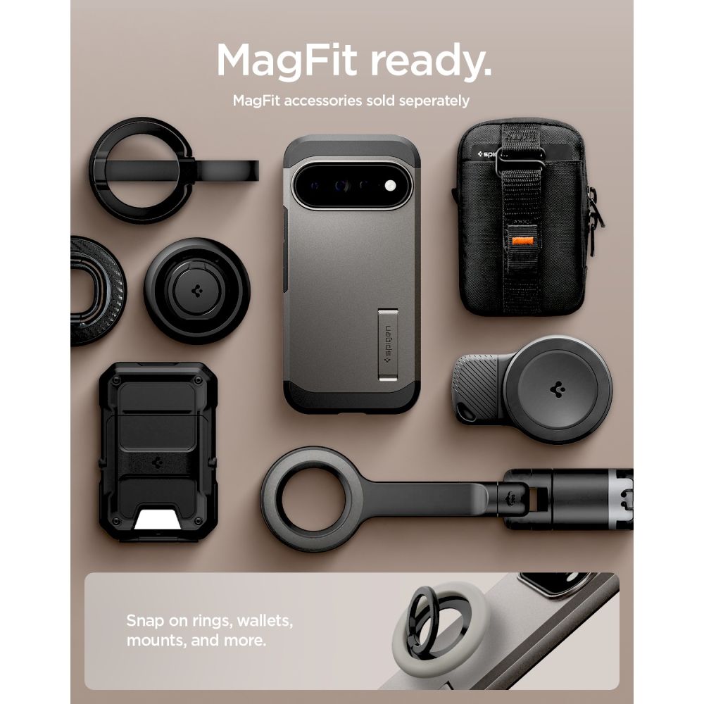 Spigen Tough Armor Mag MagSafe -suojakotelo Google Pixel 11 Pro -mallille – tummanharmaa