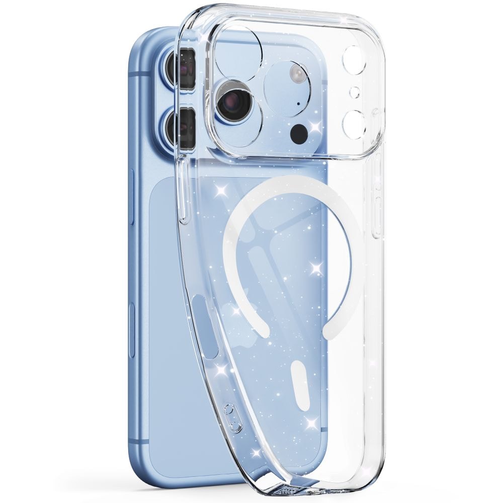 Tech-Protect FlexAir MagSafe iPhone 17 Pro / 18 Pro -suojakotelo – läpinäkyvä, kimaltava