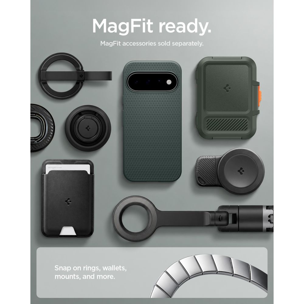 Spigen Liquid Air Mag MagSafe -suojakotelo Google Pixel 11:lle – tummanvihreä