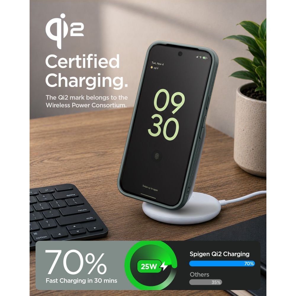 Spigen Liquid Air Mag MagSafe -suojakotelo Google Pixel 11:lle – tummanvihreä
