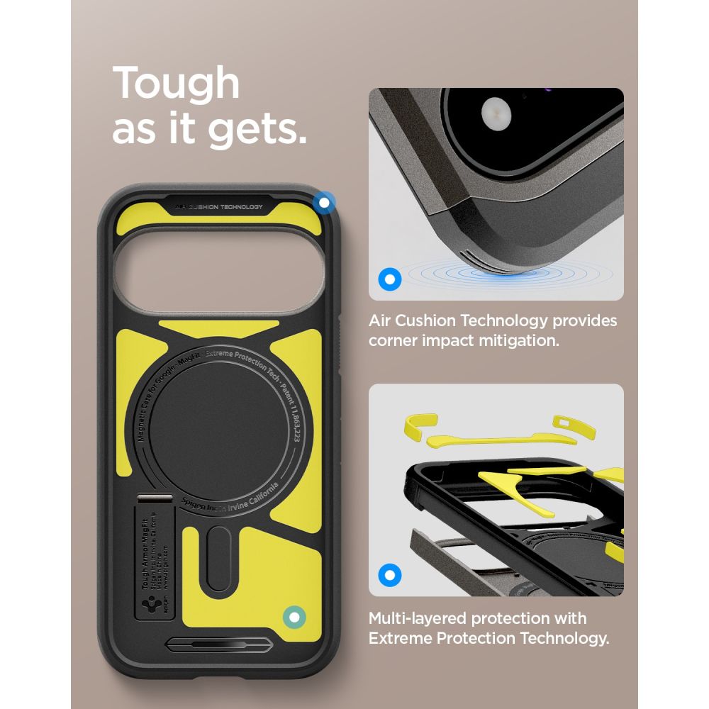 Spigen Tough Armor Mag MagSafe -suojakotelo Google Pixel 11:lle – tummanharmaa