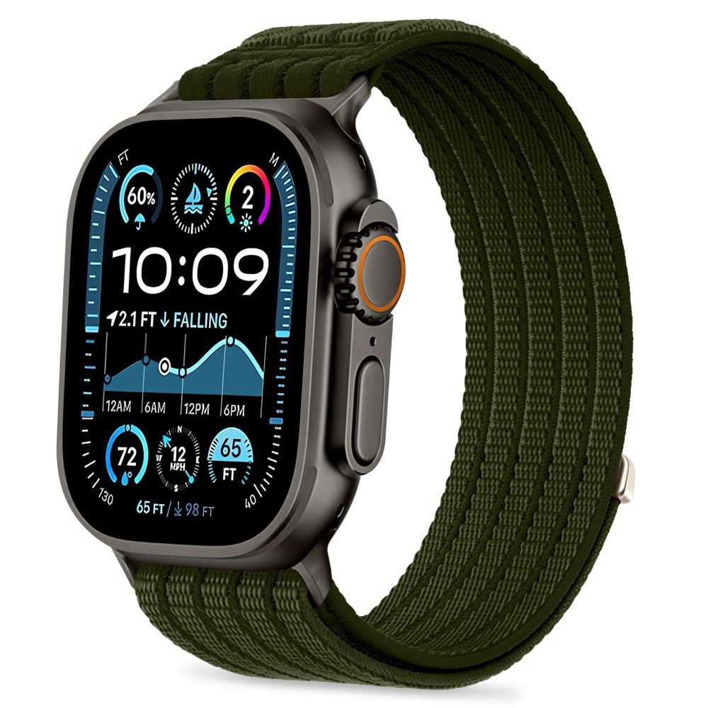 Tech-Protect-nylonurheiluranneke Apple Watch 44 / 45 / 46 / 49 mm - tummanvihreä