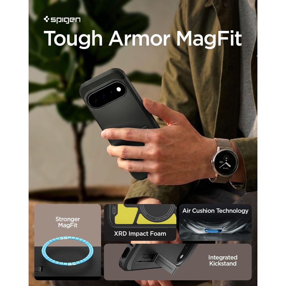 Spigen Tough Armor Mag MagSafe -suojakotelo Google Pixel 11:lle – musta