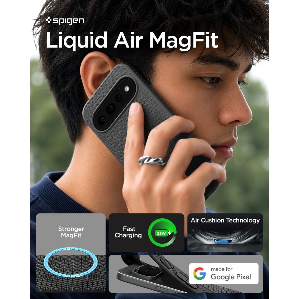 Spigen Liquid Air Mag MagSafe -suojakotelo Google Pixel 11 Pro -mallille – mattamusta