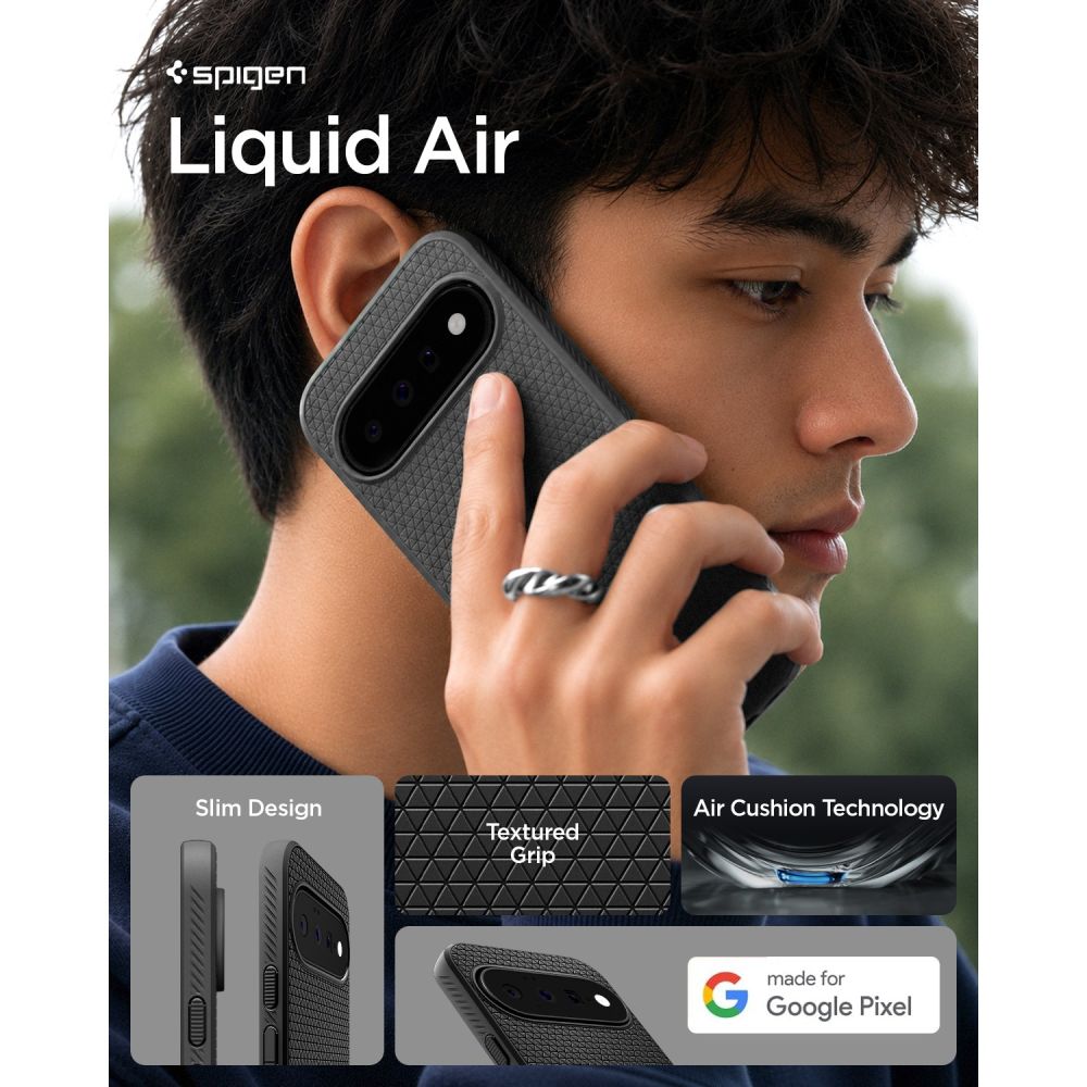 Spigen Liquid Air -suojakotelo Google Pixel 11:lle – mattamusta