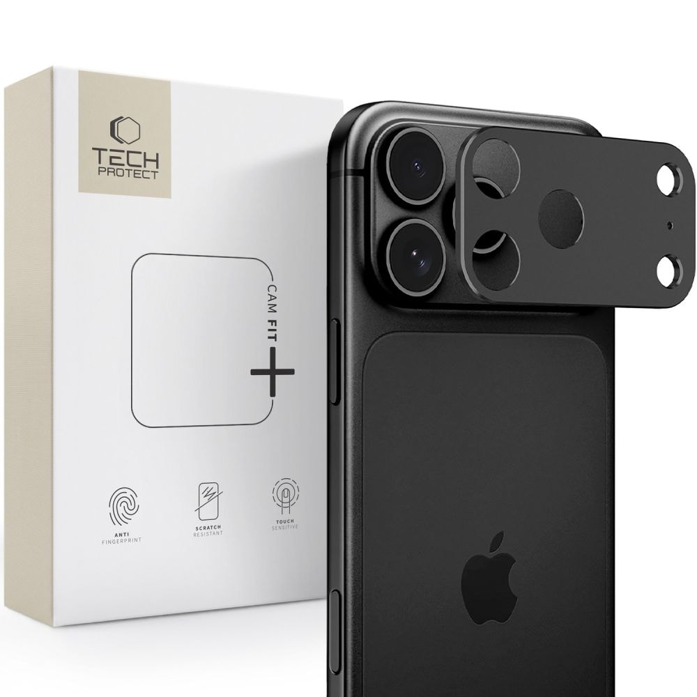 Tech-Protect Camalloy Fit+ -kameransuojus iPhone 18 Pro:lle – musta