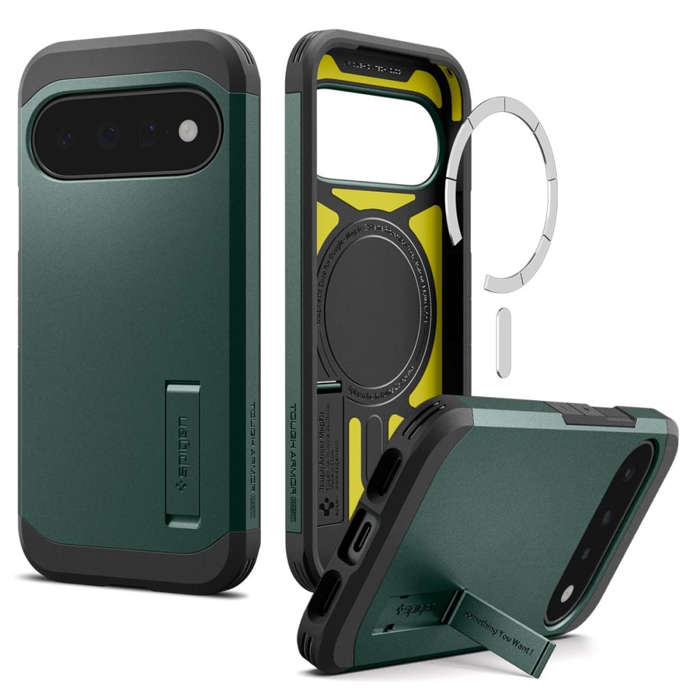 Spigen Tough Armor Mag MagSafe -suojakotelo Google Pixel 11:lle – tummanvihreä