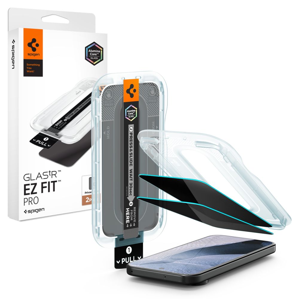 Spigen Glas.tR EZ Fit Pro HD -yksityisyyttä suojaava karkaistu lasi, 2 kpl, Pixel 10/11