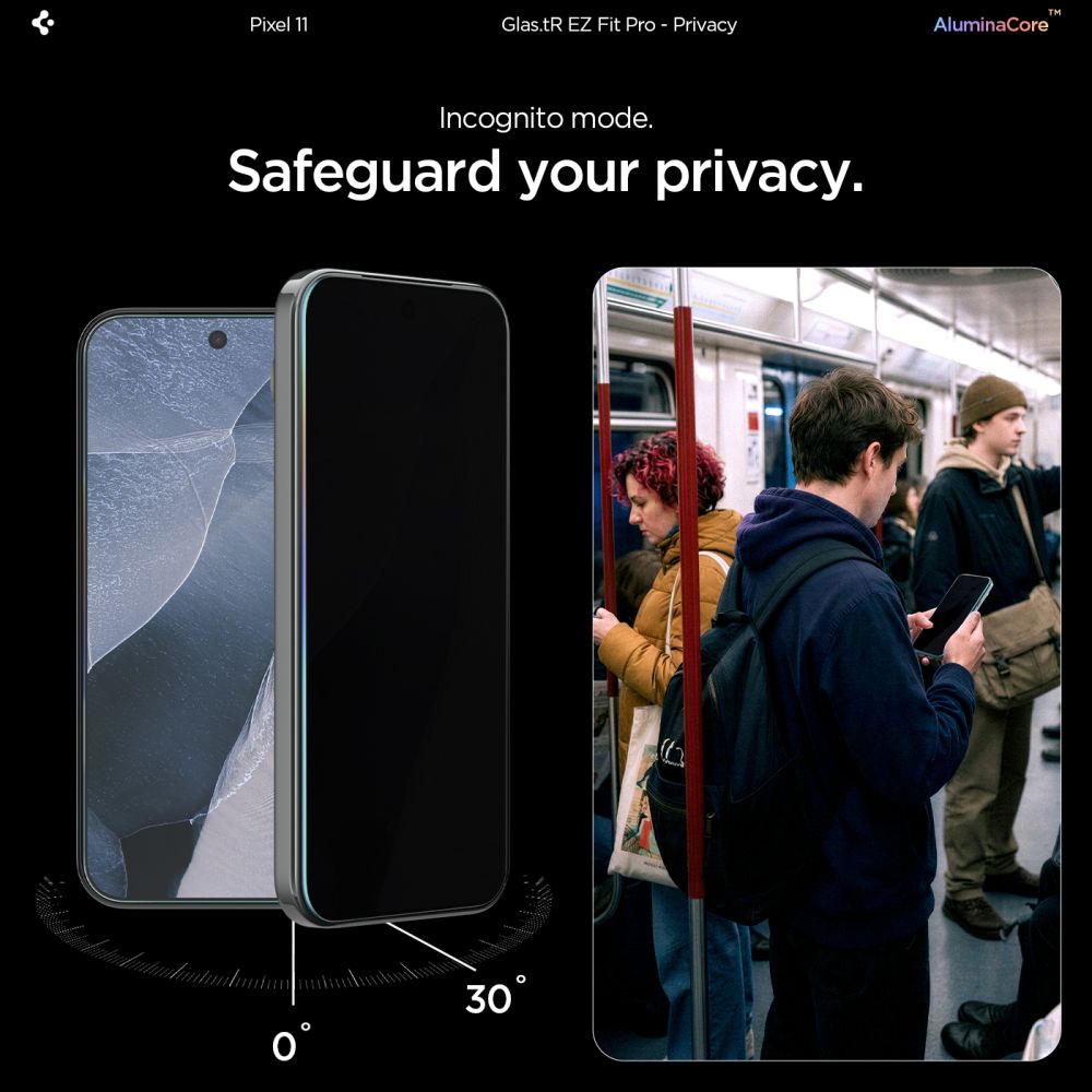 Spigen Glas.tR EZ Fit Pro HD -yksityisyyttä suojaava karkaistu lasi, 2 kpl, Pixel 10/11