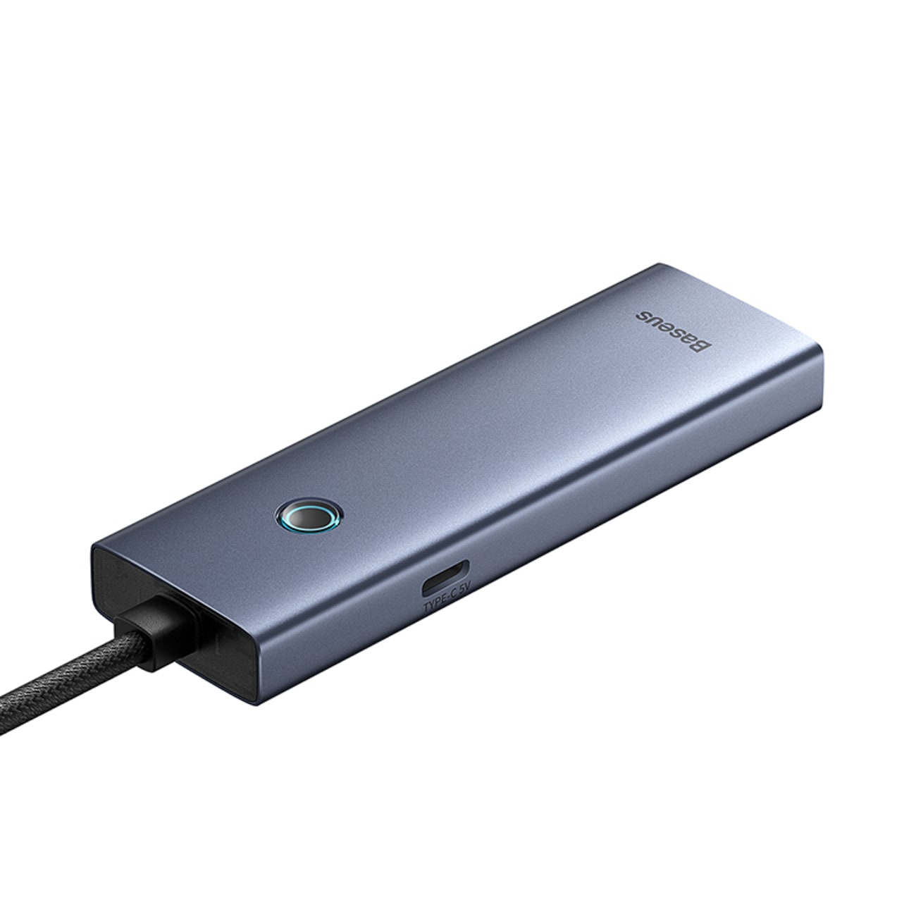 Baseus UltraJoy -sarjan USB-A-jakaja, 4 x USB-A 3.0, 1 x USB-C 5 V – harmaa