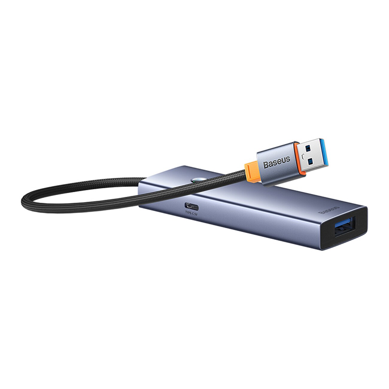 Baseus UltraJoy -sarjan USB-A-jakaja, 4 x USB-A 3.0, 1 x USB-C 5 V – harmaa
