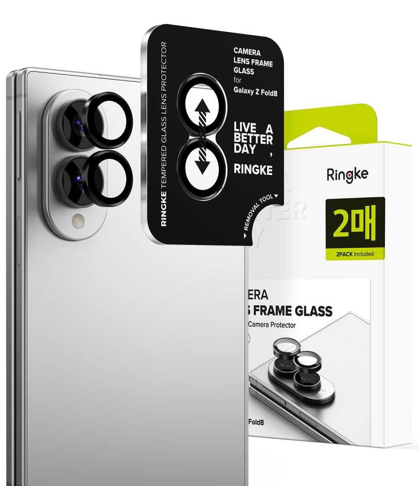 Ringke-kamerakehyksen suojus, 2 kpl:n pakkaus, Samsung Galaxy Z Fold 8:lle – musta