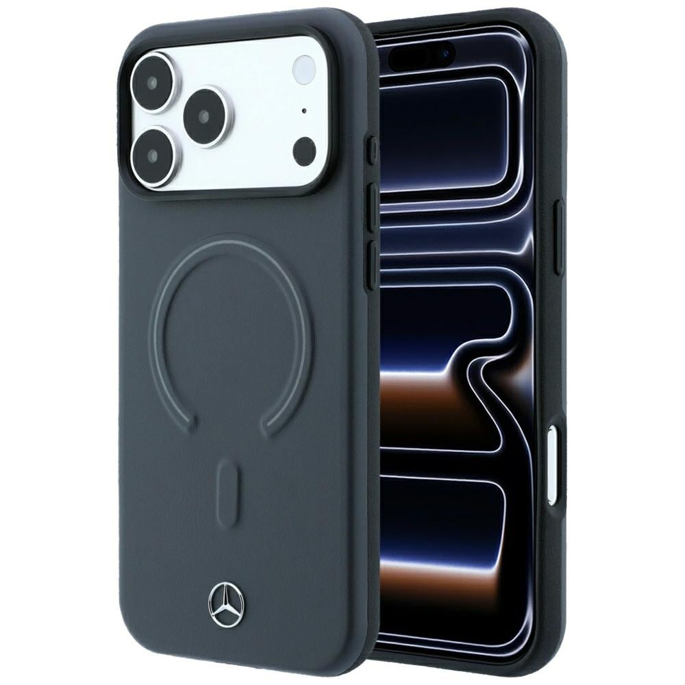 Mercedesin nahkainen 3D MagSafe -suojakotelo iPhone 18 Pro Maxille / 17 Pro Maxille – antrasiitti