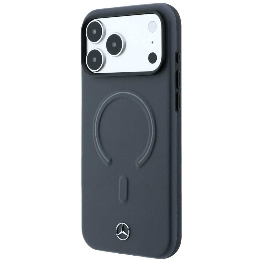 Mercedesin nahkainen 3D MagSafe -suojakotelo iPhone 18 Pro Maxille / 17 Pro Maxille – antrasiitti