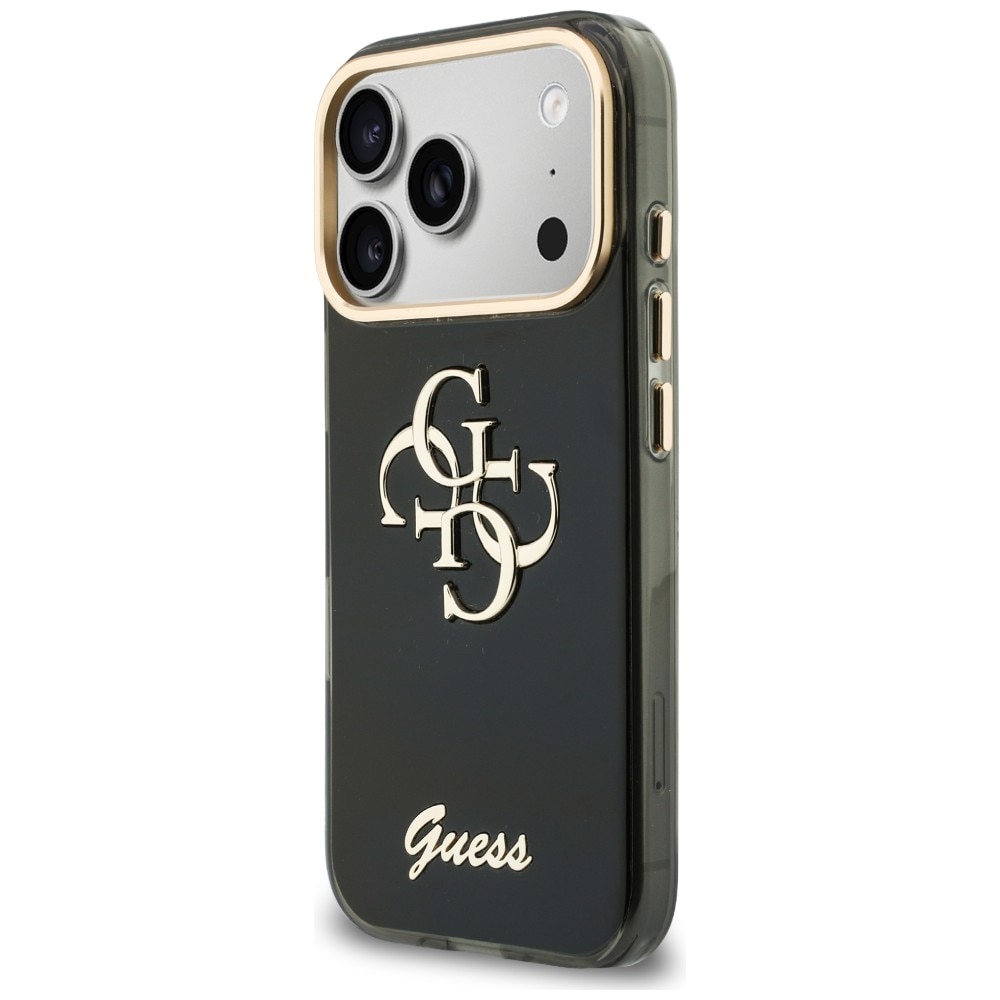 Guess IML 4G Script -metallikotelo iPhone 17 Pro / 18 Pro - Musta