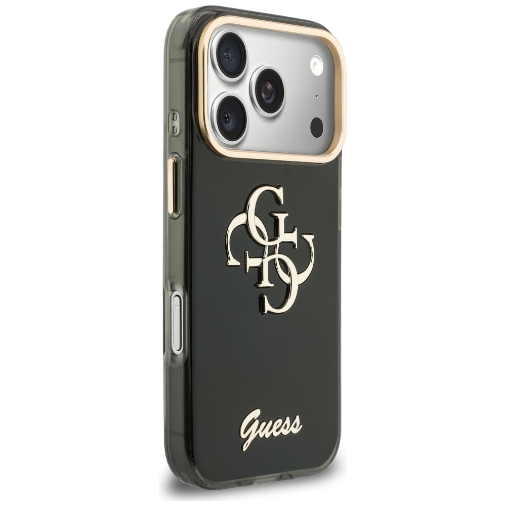 Guess IML 4G Script -metallikotelo iPhone 17 Pro / 18 Pro - Musta