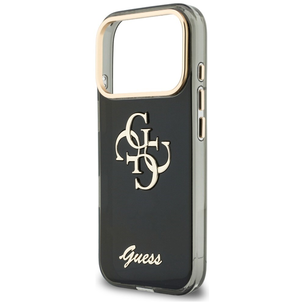 Guess IML 4G Script -metallikotelo iPhone 17 Pro / 18 Pro - Musta