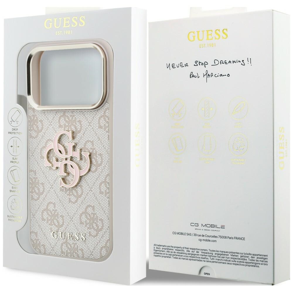 Guess 4G & Big Resin -logokotelo iPhone 17 Pro / 18 Pro - vaaleanpunainen