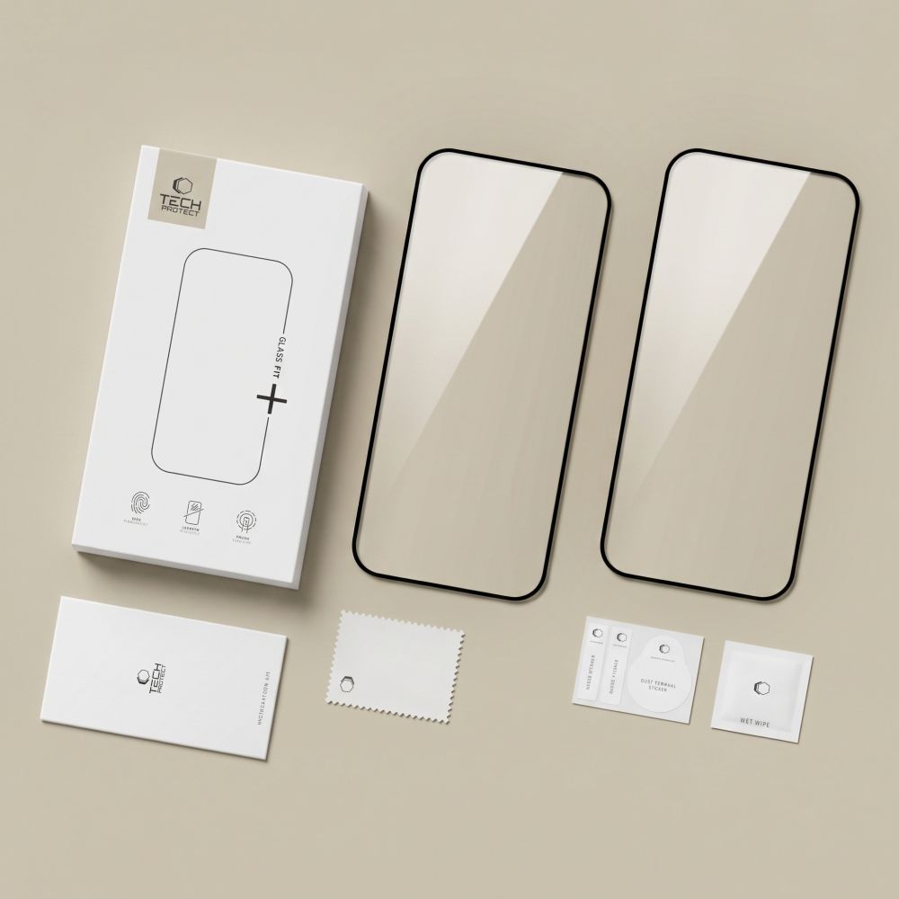 Tech-Protect Glass Fit+ -karkaistu lasisuojus, 2 kpl, Xiaomi Redmi 17 4G / 5G - musta