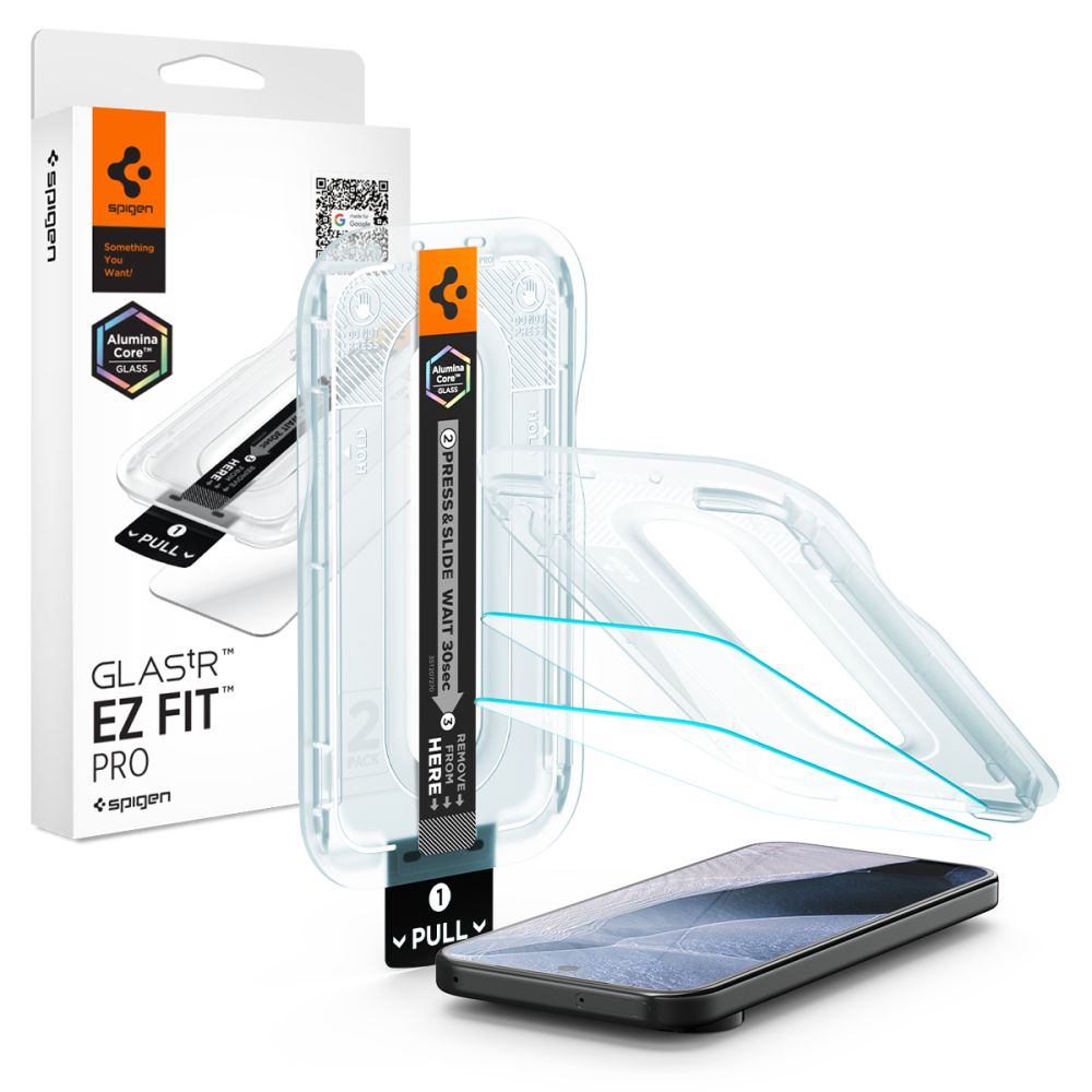 Spigen Glas.tR EZ Fit Pro - karkaistu lasi näytönsuojat, 2 kpl, Google Pixel 11 / 11 Pro