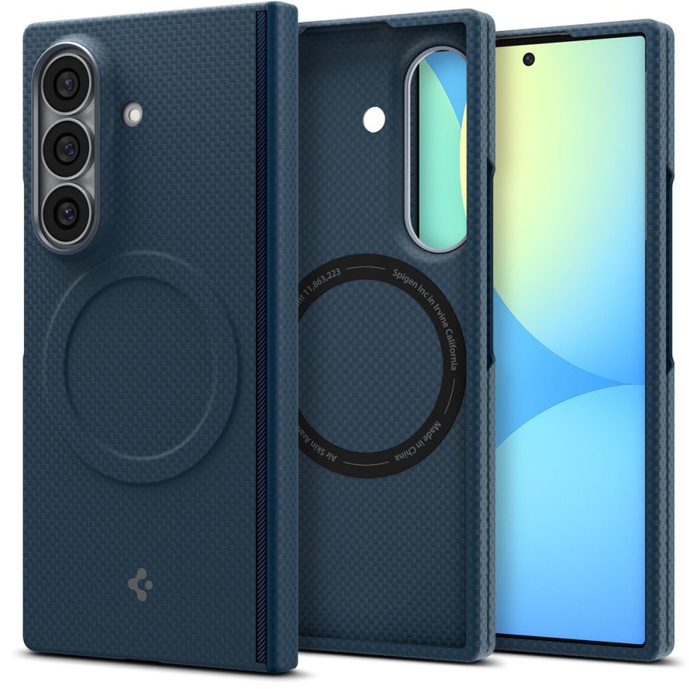 Spigen AirSkin Aramid MagFit MagSafe -suojakotelo Samsung Galaxy Z Fold 8 Ultra – tummansininen