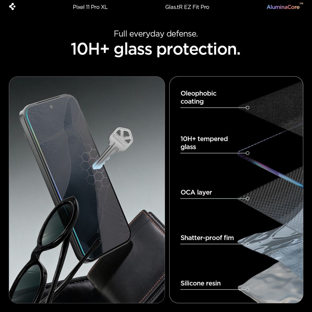 Spigen Glas.tR EZ Fit Pro -karkaistun lasin näytönsuojat, 2 kpl, Google Pixel 11 Pro XL:lle