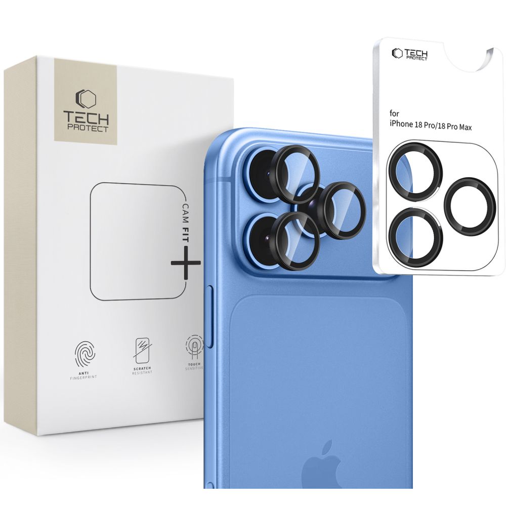 Tech-Protect Camring Fit+ -kameransuojus iPhone 18 Pro / 18 Pro Max - Musta