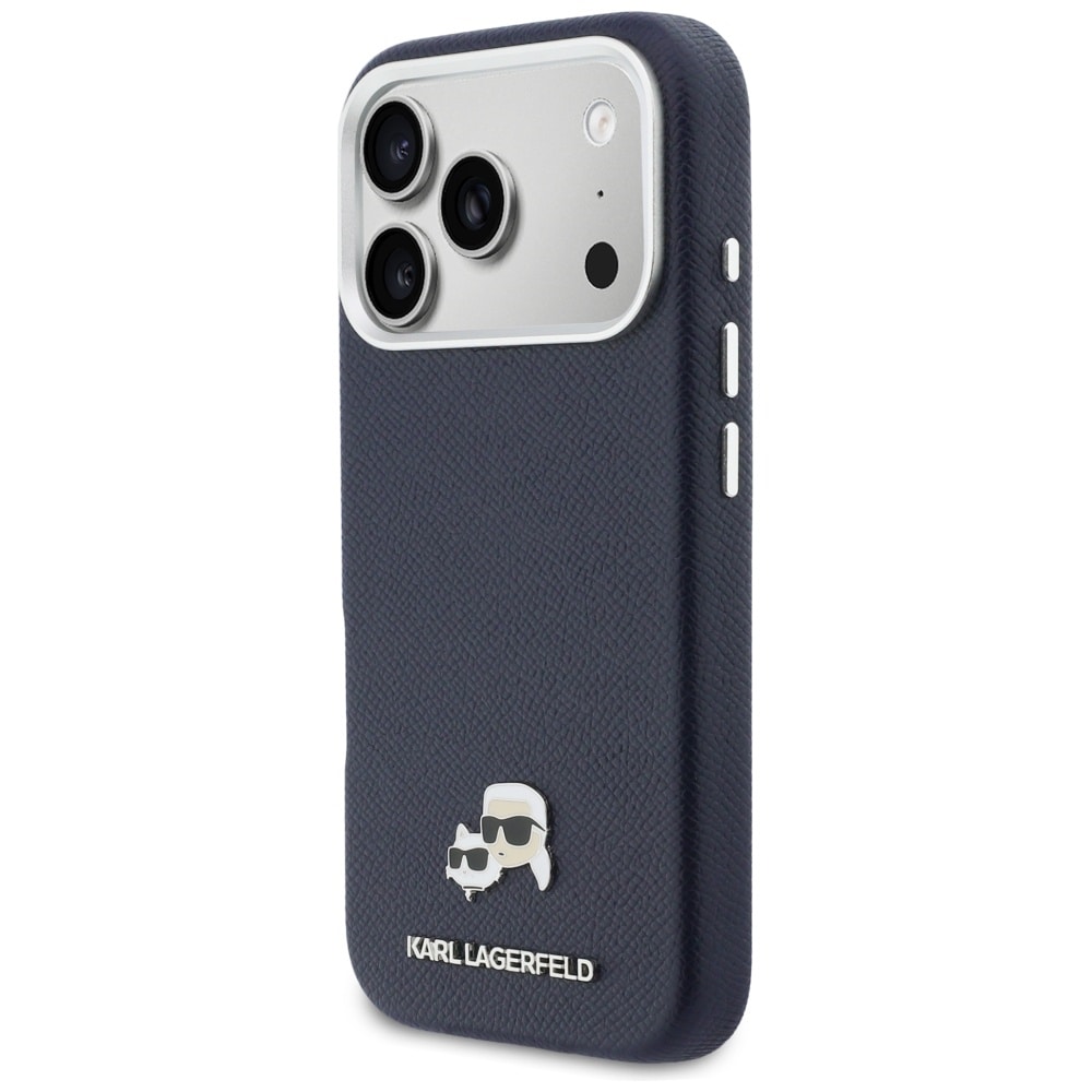 Karl Lagerfeld Karl & Choupette -pinnit, Saffiano MagSafe -kotelo iPhone 17 Pro:lle – sininen