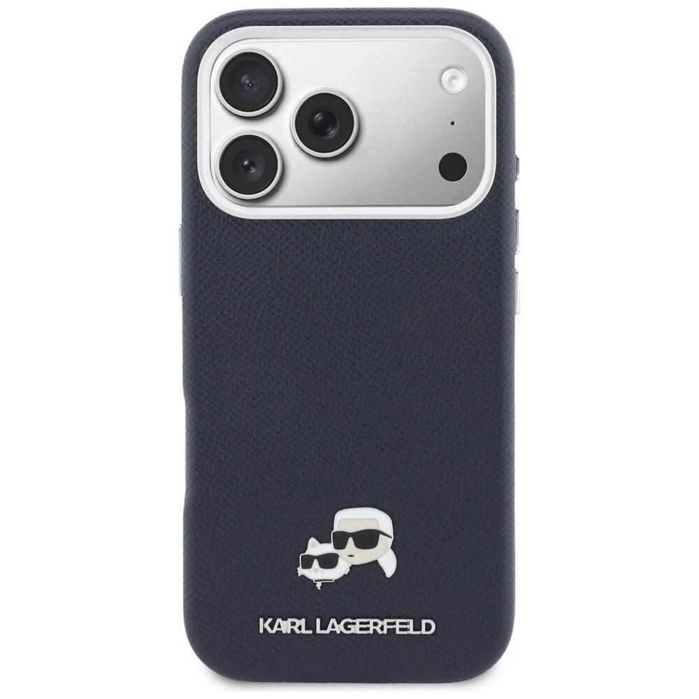 Karl Lagerfeld Karl & Choupette -pinnit, Saffiano MagSafe -kotelo iPhone 17 Pro:lle – sininen