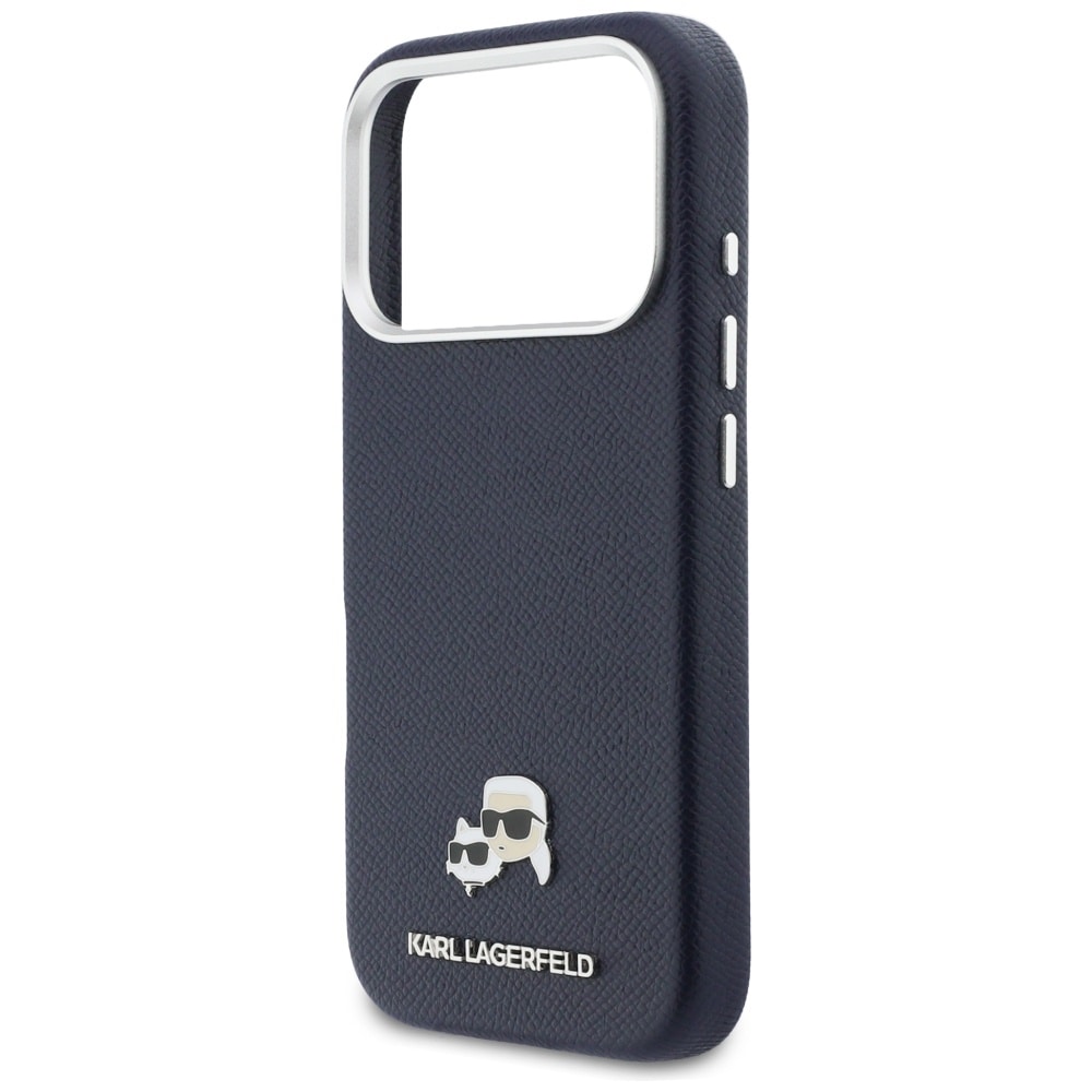 Karl Lagerfeld Karl & Choupette -pinnit, Saffiano MagSafe -kotelo iPhone 17 Pro:lle – sininen