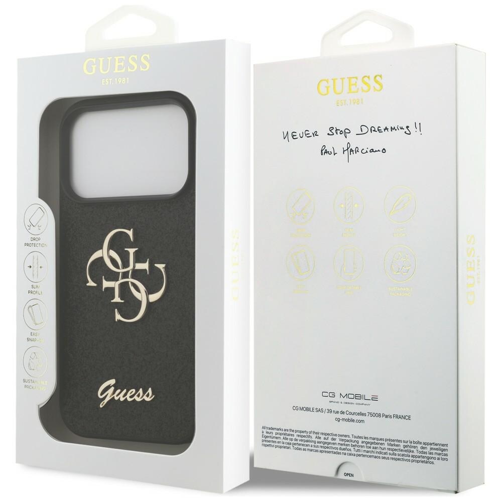 Guess Fixed Glitter Big 4G -suojakotelo iPhone 17 Pro / 18 Pro - musta