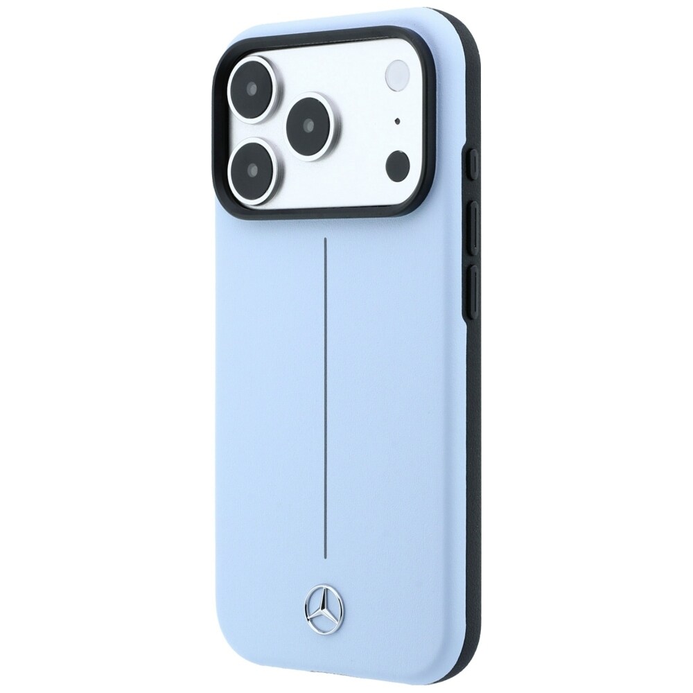 Mercedes-nahkainen osittain ympäröivä Iconic Line MagSafe -kotelo iPhone 18/17 Pro Max - sininen
