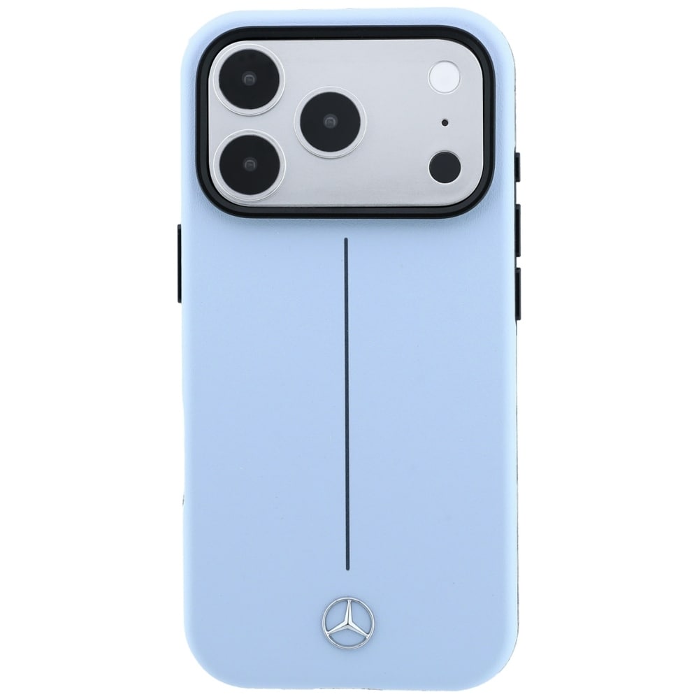 Mercedes-nahkainen osittain ympäröivä Iconic Line MagSafe -kotelo iPhone 18/17 Pro Max - sininen