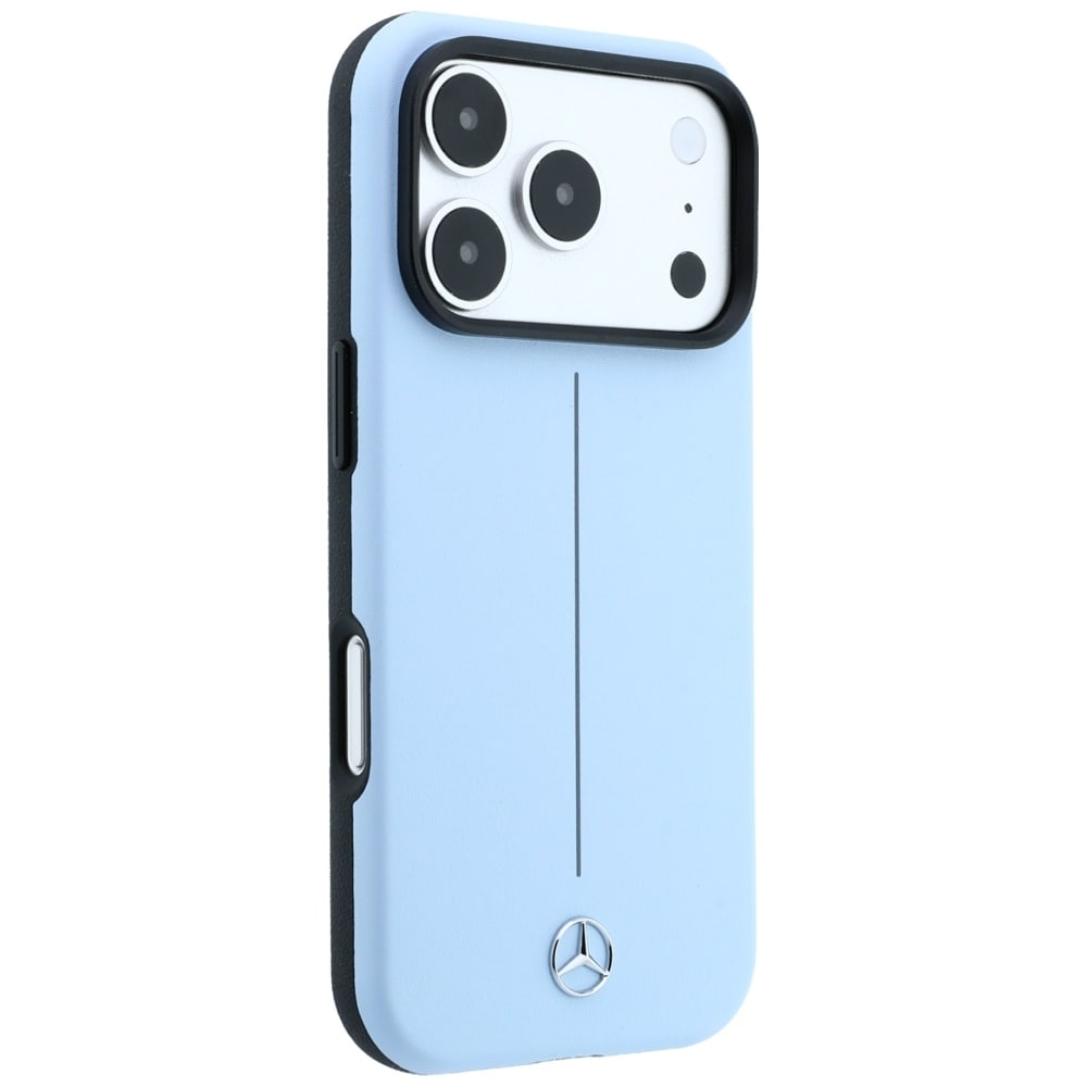 Mercedes-nahkainen osittain ympäröivä Iconic Line MagSafe -kotelo iPhone 18/17 Pro Max - sininen