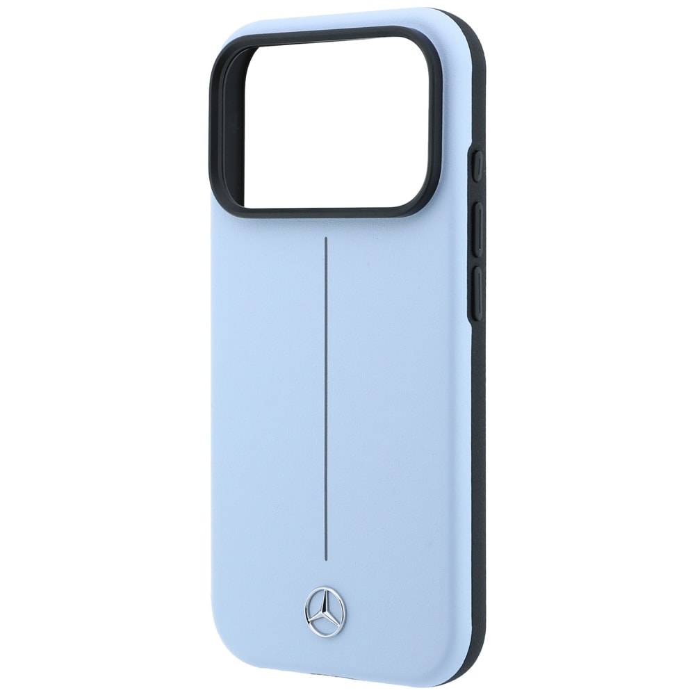 Mercedes-nahkainen osittain ympäröivä Iconic Line MagSafe -kotelo iPhone 18/17 Pro Max - sininen