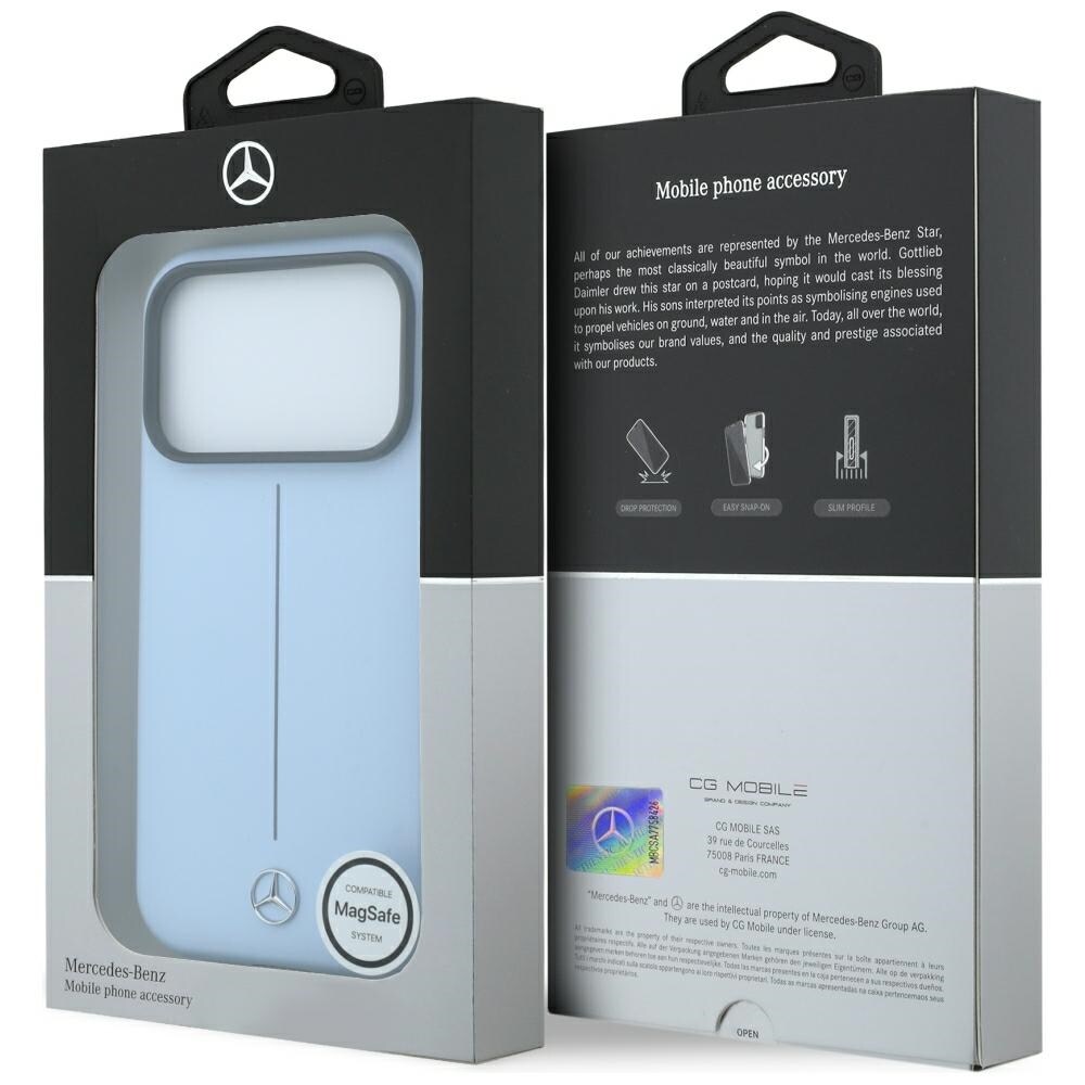 Mercedes-nahkainen osittain ympäröivä Iconic Line MagSafe -kotelo iPhone 18/17 Pro Max - sininen