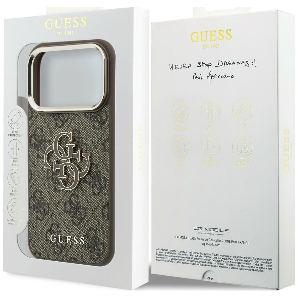 Guess 4G & Big Resin -logokotelo iPhone 17 Pro / 18 Pro - Ruskea
