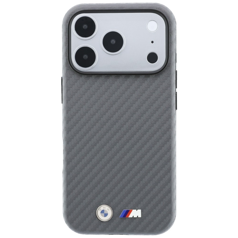 BMW M Carbon Metal -logolla MagSafe-suojakotelo iPhone 17/18 Pro Max – harmaa