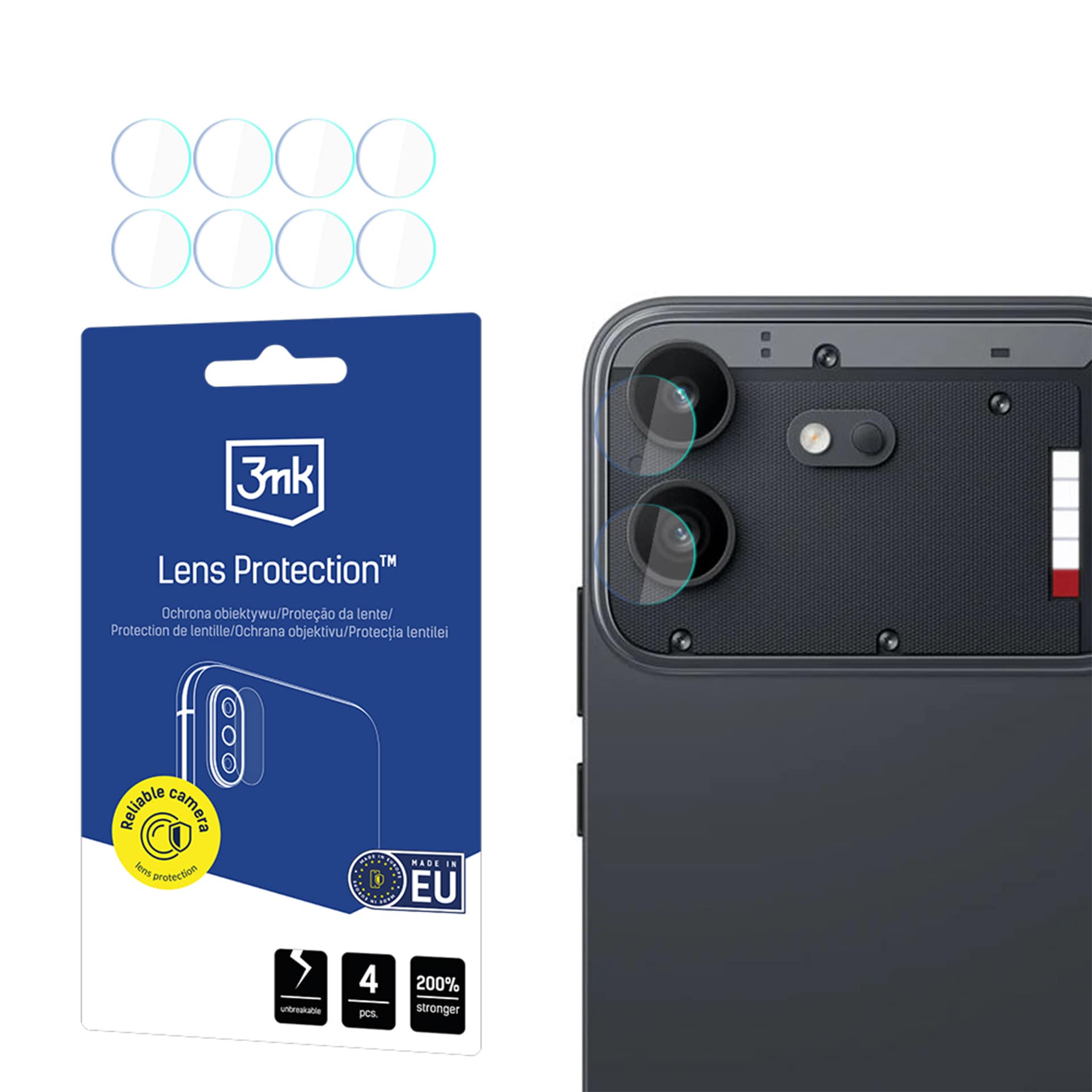 Hybridilasi 3mk-kameran linssin suojaamiseen Nothing Phone (4b) -mallille