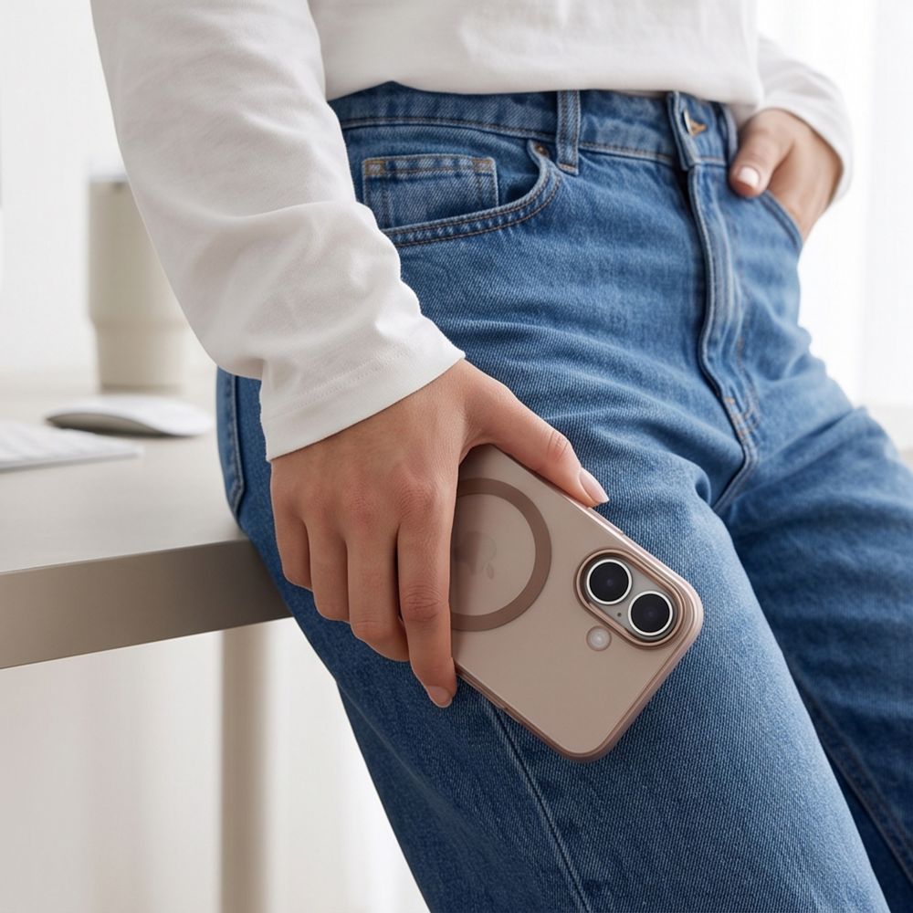 Tech-Protect MagZero MagSafe -suojakotelo iPhone 17:lle – beige-ruskea, matta